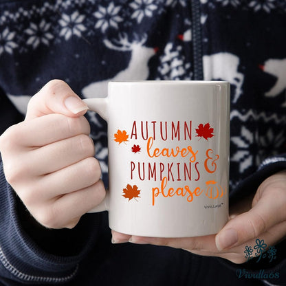 Autumn Leaves and Pumpkin Please 11oz Mug – Sweater Weather Coffee Mug