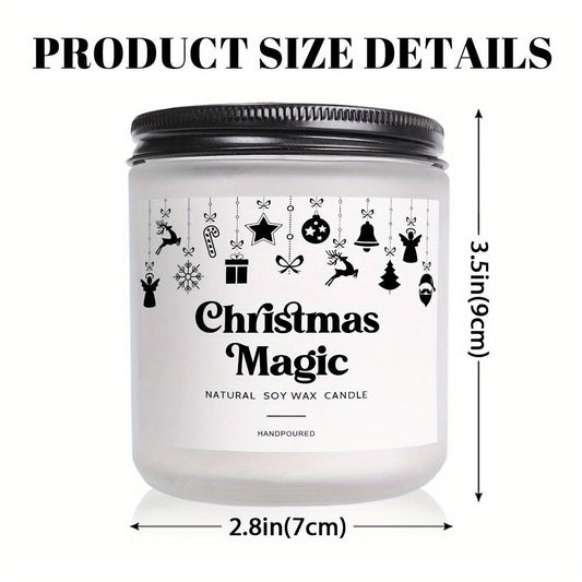 Christmas Magic Natural Soy Wax Candle with Glass Holder - Lavender Aroma for Festive Centerpiece and Holiday Décor