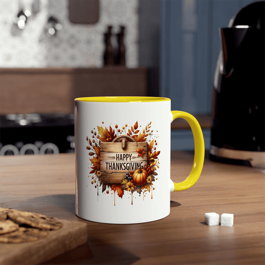 Thanksgiving Themed Ceramic Coffee Mug – 11oz Double-Sided Print with Festive Fall Design