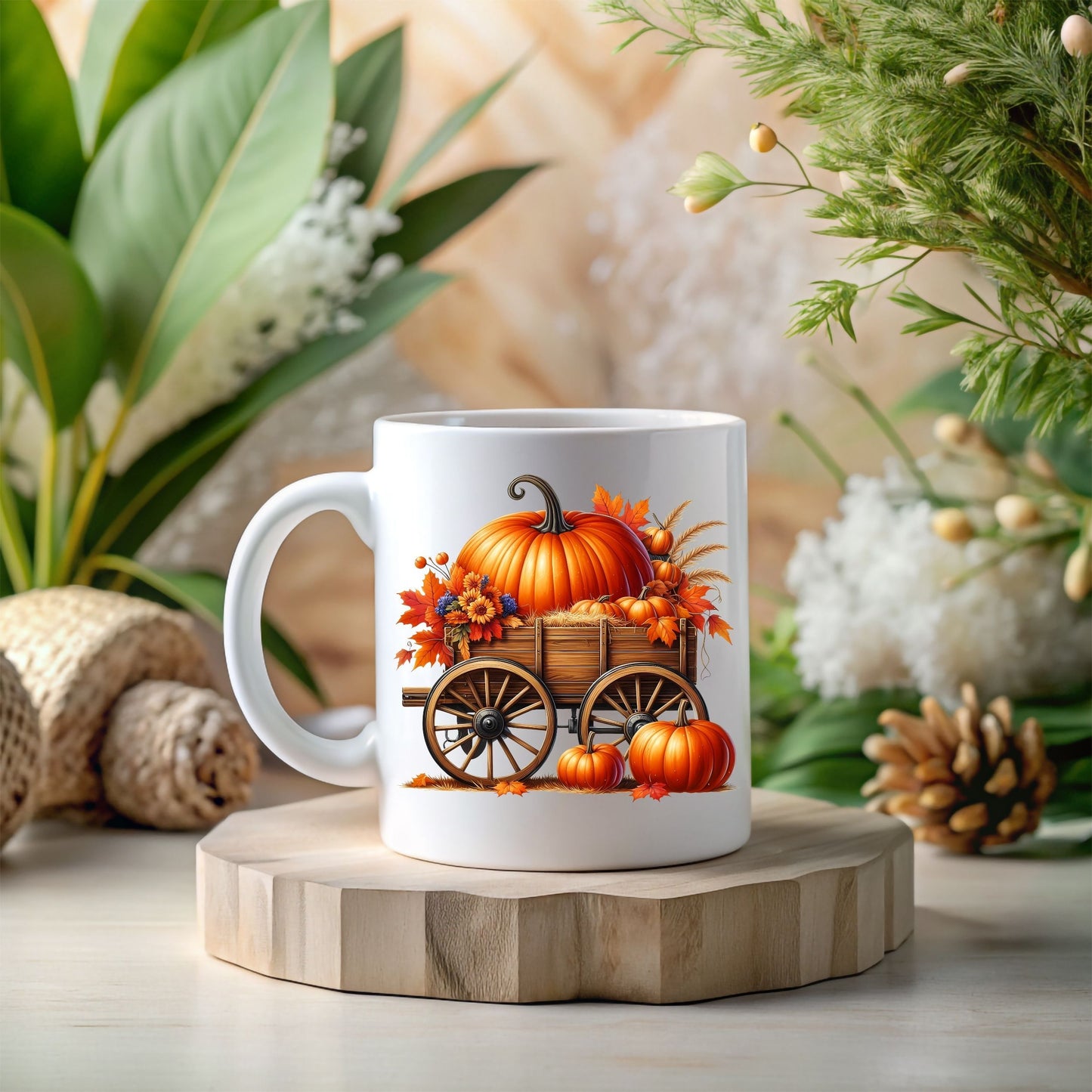 Ceramic Fall Pumpkin Mug – 11 oz Coffee Cup for Thanksgiving & Halloween