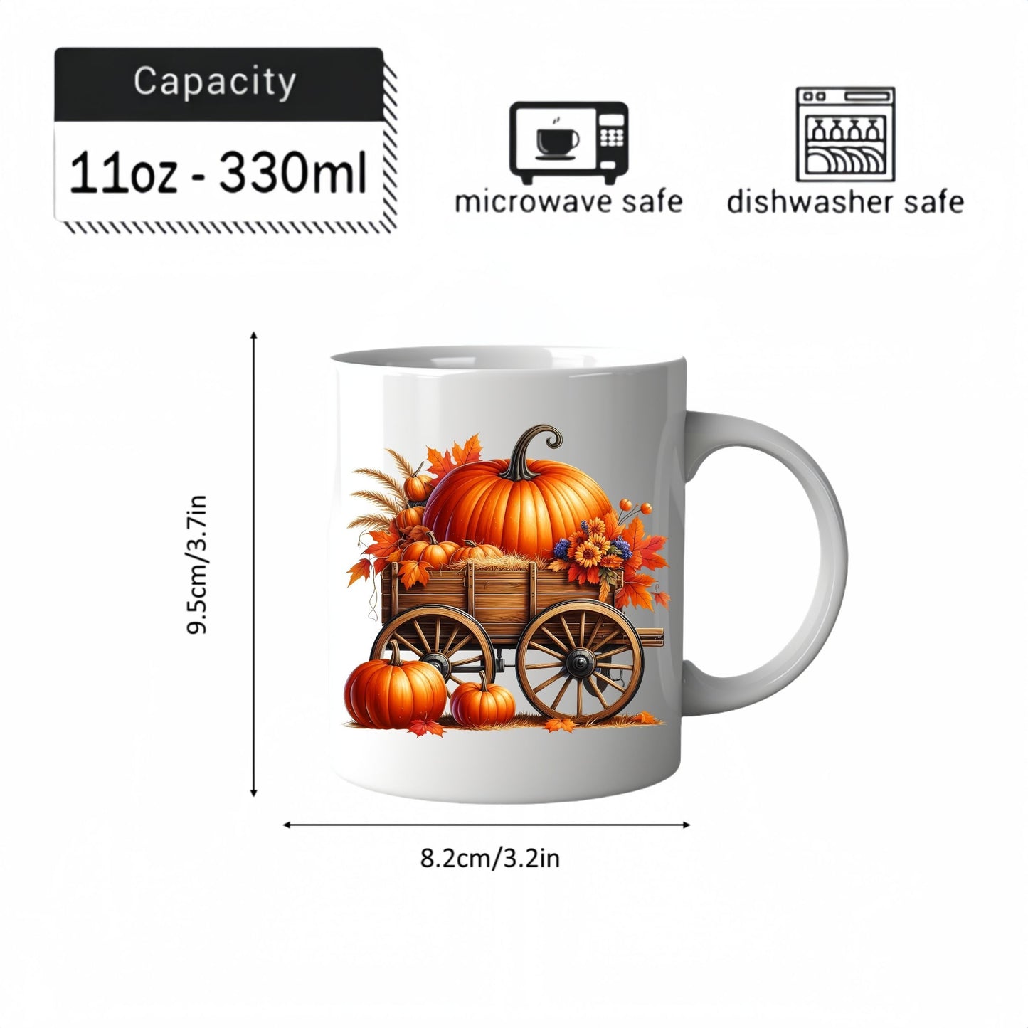 Ceramic Fall Pumpkin Mug – 11 oz Coffee Cup for Thanksgiving & Halloween