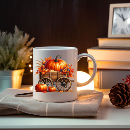 Ceramic Fall Pumpkin Mug – 11 oz Coffee Cup for Thanksgiving & Halloween