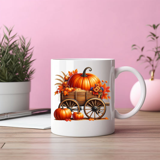 Ceramic Fall Pumpkin Mug – 11 oz Coffee Cup for Thanksgiving & Halloween