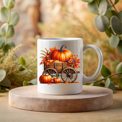 Ceramic Fall Pumpkin Mug – 11 oz Coffee Cup for Thanksgiving & Halloween