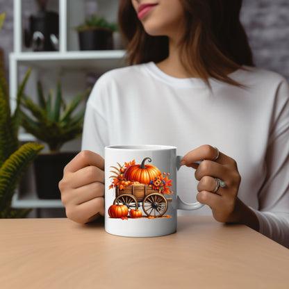 Ceramic Fall Pumpkin Mug – 11 oz Coffee Cup for Thanksgiving & Halloween