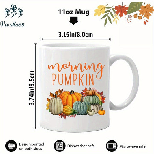 Morning Pumpkin Coffee Mug – Fall-Themed Pumpkin Shaped Mug (11 oz)