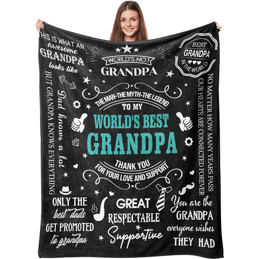 Flannel Throw Blanket for Grandpa - Heartfelt Father’s Day & Birthday Gift from Grandkids