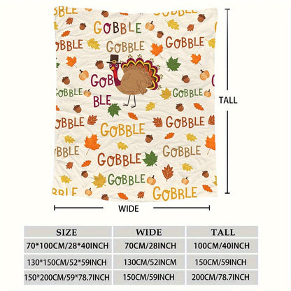 Cozy Turkey Print Flannel Throw Blanket – Perfect for Thanksgiving, Halloween & Christmas