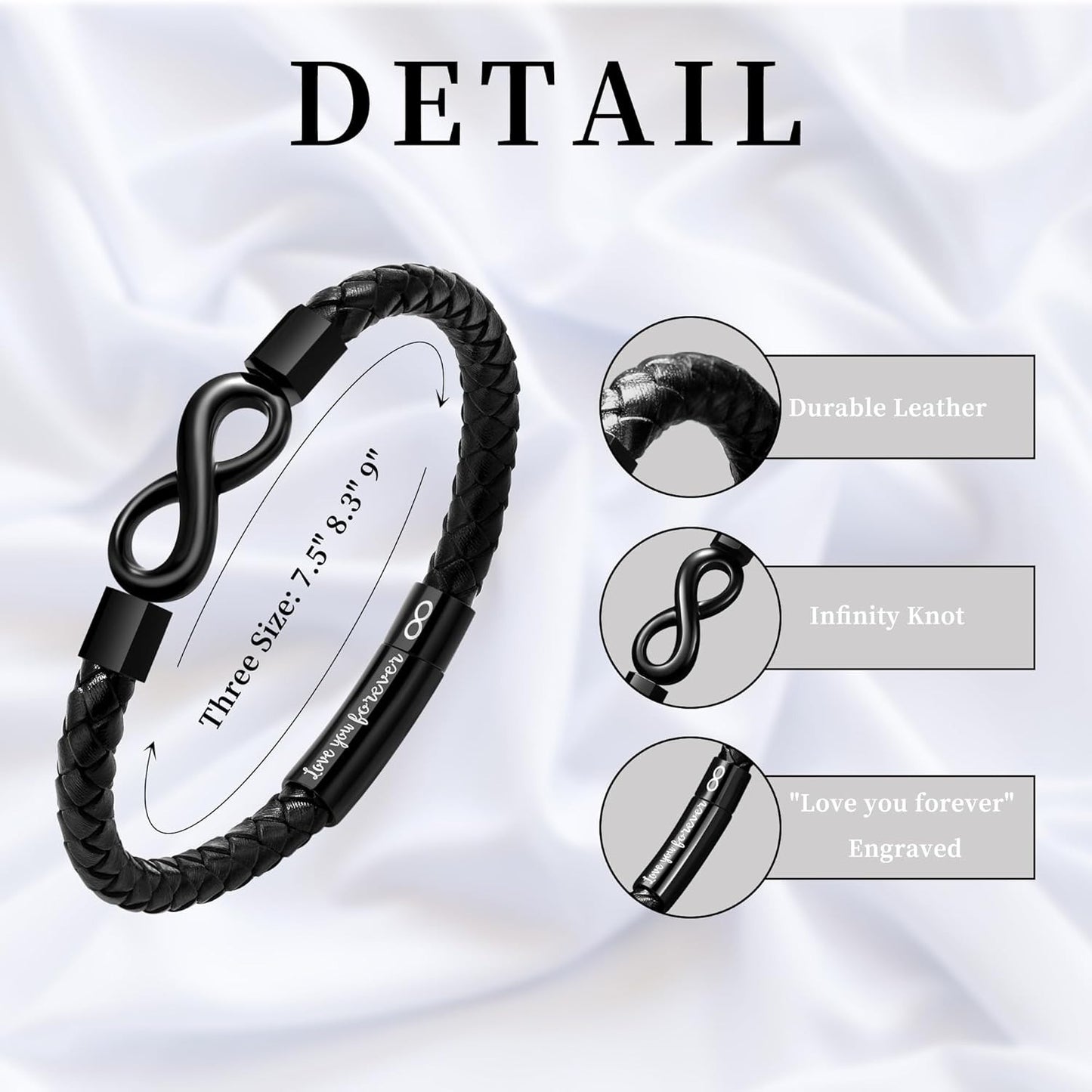 Engraved Infinity Knot Bracelet for Men – A Timeless Symbol of Love & Strength. Gift Ideas for Grandpas