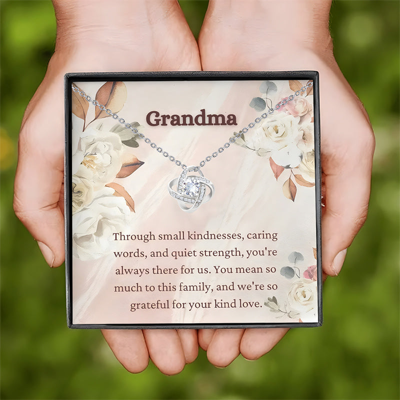 Gift Box Set of Love Knot Necklace – Elegant Pendant with Sentiment Cards for Grandmother on Birthday, Christmas, or Mother’s Day