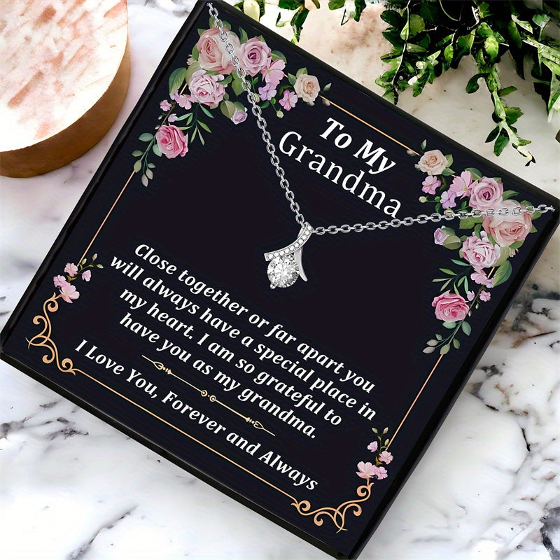 Retro-Style Pendant Necklace Gift Set with Box and Sentimental Card – Elegant Jewelry for Grandma, Perfect Mother’s Day Gift