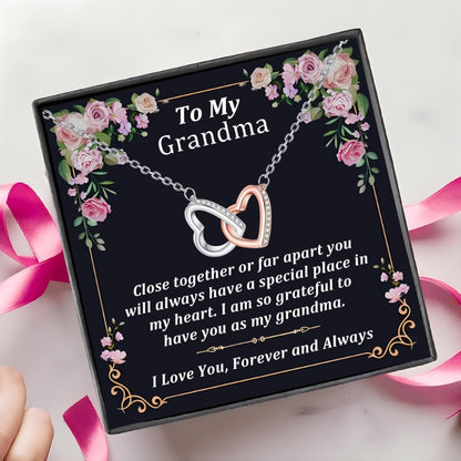 Heart-to-Heart Necklace Gift Box Set – Retro Style Pendant Necklace with Emotional Card, Perfect for Grandma