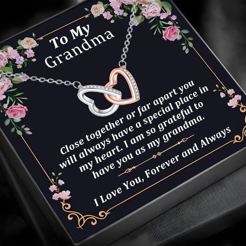 Heart-to-Heart Necklace Gift Box Set – Retro Style Pendant Necklace with Emotional Card, Perfect for Grandma