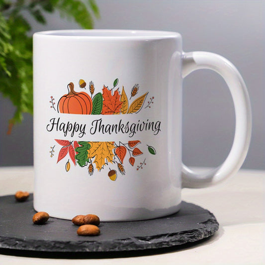 Happy Thanksgiving Funny Pumpkin Pattern Design Ceramic Coffee & Tea Mug – 11 oz