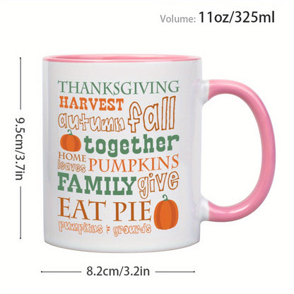 Fun Thanksgiving Pumpkin Pattern Design Ceramic Coffee & Tea Mug – 11 oz