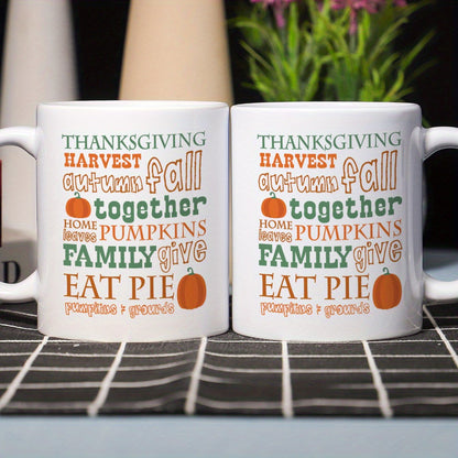 Fun Thanksgiving Pumpkin Pattern Design Ceramic Coffee & Tea Mug – 11 oz