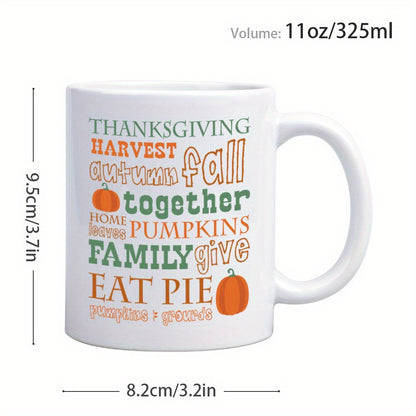 Fun Thanksgiving Pumpkin Pattern Design Ceramic Coffee & Tea Mug – 11 oz