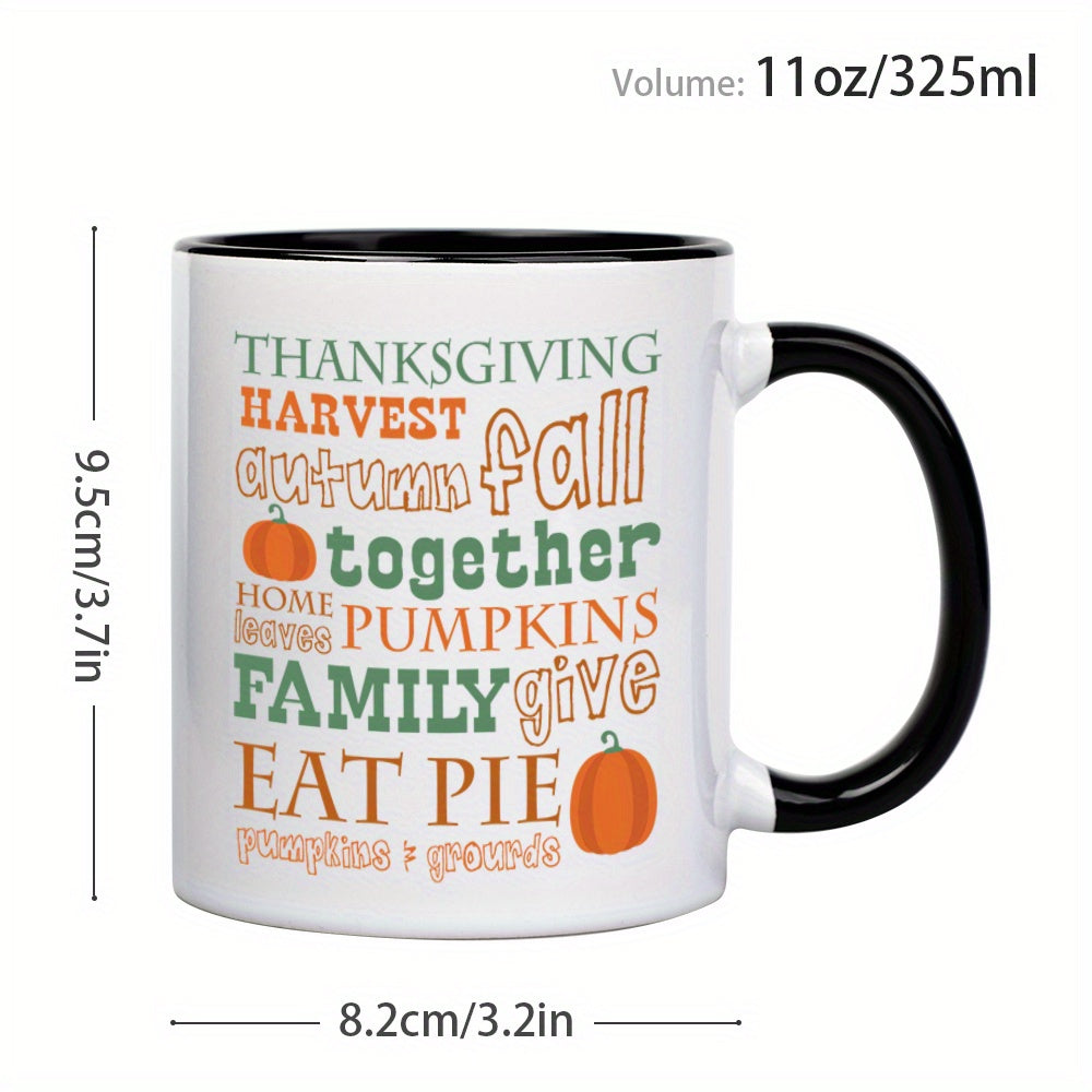 Fun Thanksgiving Pumpkin Pattern Design Ceramic Coffee & Tea Mug – 11 oz