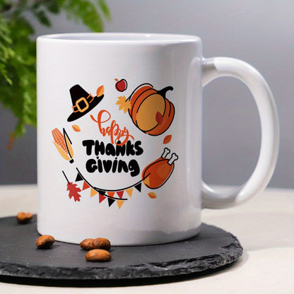 Festive Happy Thanksgiving Ceramic Coffee & Tea Mug – 11 oz