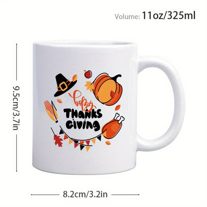 Festive Happy Thanksgiving Ceramic Coffee & Tea Mug – 11 oz