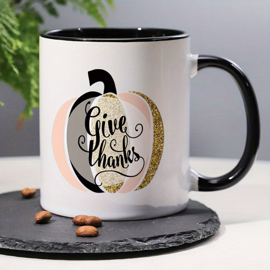 Thanksgiving Pumpkin Design Ceramic Coffee & Tea Mug – 11 oz