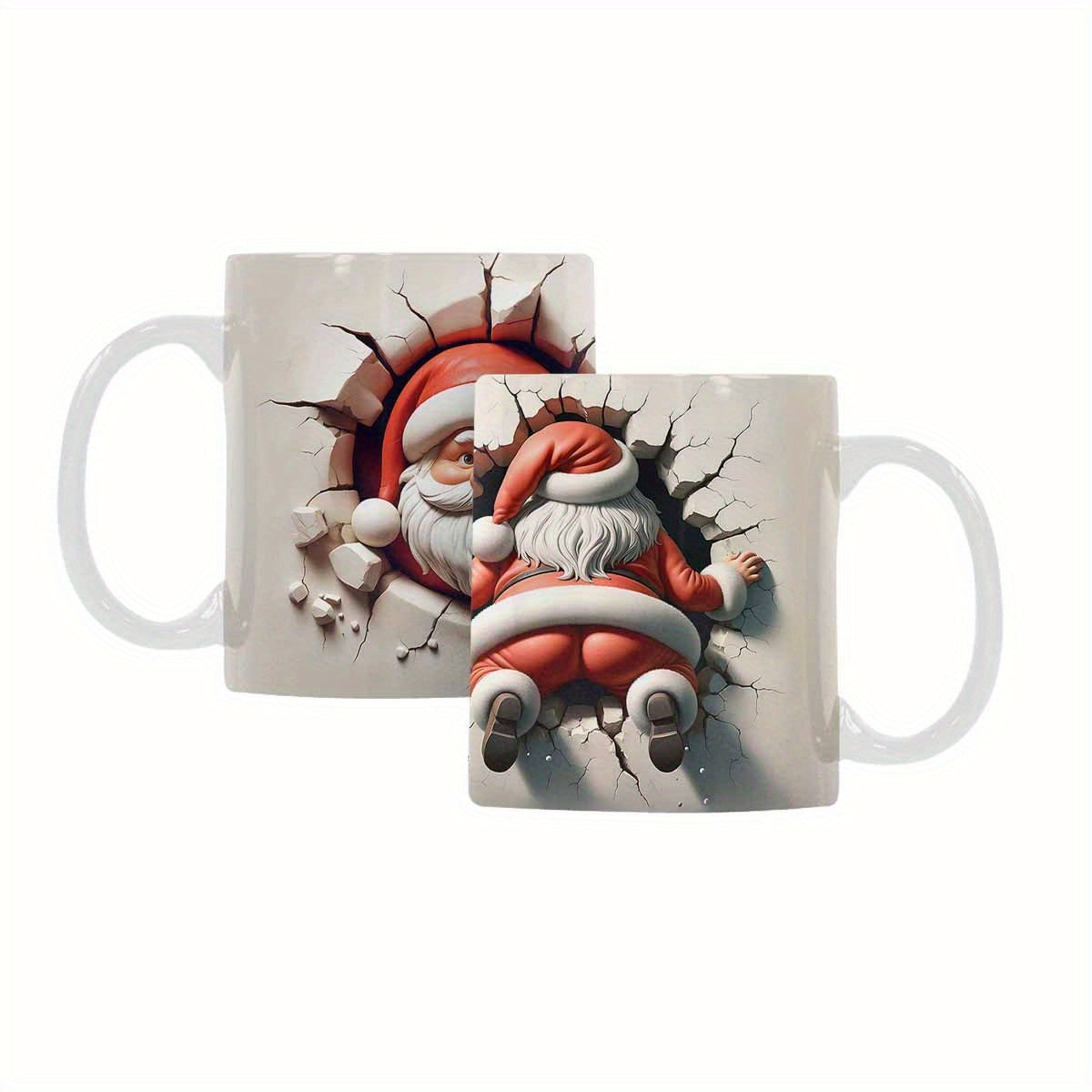 11oz Christmas Santa Claus 3D Funny Ceramic Coffee Mug – Inspirational Gift for Friends' Birthday, Anniversary, or Festival | Perfect for Parties, Creative Cups, Summer & Winter Drinkware