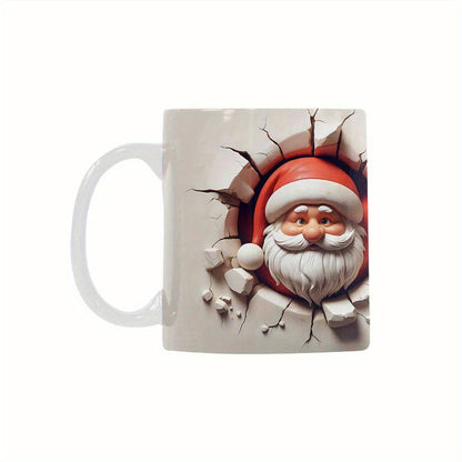 11oz Christmas Santa Claus 3D Funny Ceramic Coffee Mug – Inspirational Gift for Friends' Birthday, Anniversary, or Festival | Perfect for Parties, Creative Cups, Summer & Winter Drinkware