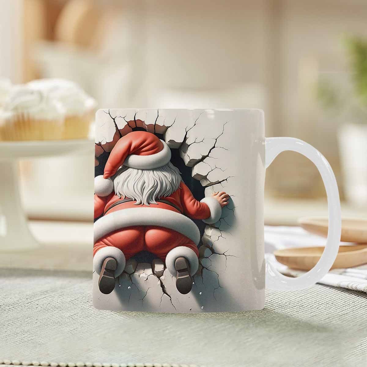 11oz Christmas Santa Claus 3D Funny Ceramic Coffee Mug – Inspirational Gift for Friends' Birthday, Anniversary, or Festival | Perfect for Parties, Creative Cups, Summer & Winter Drinkware