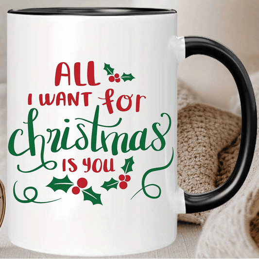 Merry Christmas Insulated Ceramic Coffee Mug – Reusable, Hand-Wash Only | Ideal for All Beverages & Holiday Gifts