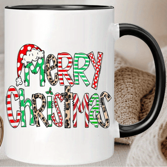 Merry Christmas Insulated Ceramic Coffee Mug – Reusable, Hand-Wash Only | Perfect for All Beverages & Holiday Gifts