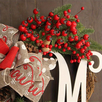 11.8-Inch Christmas Wreath with Twine Bow, Bells, Berries & Pinecones - Perfect Farmhouse & Outdoor Christmas Décor