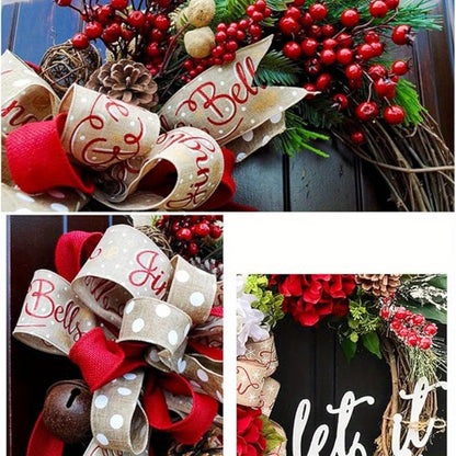 11.8-Inch Christmas Wreath with Twine Bow, Bells, Berries & Pinecones - Perfect Farmhouse & Outdoor Christmas Décor