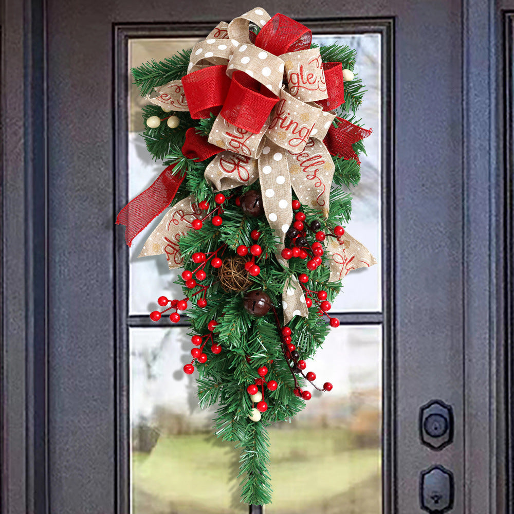 11.8-Inch Christmas Wreath with Twine Bow, Bells, Berries & Pinecones - Perfect Farmhouse & Outdoor Christmas Décor