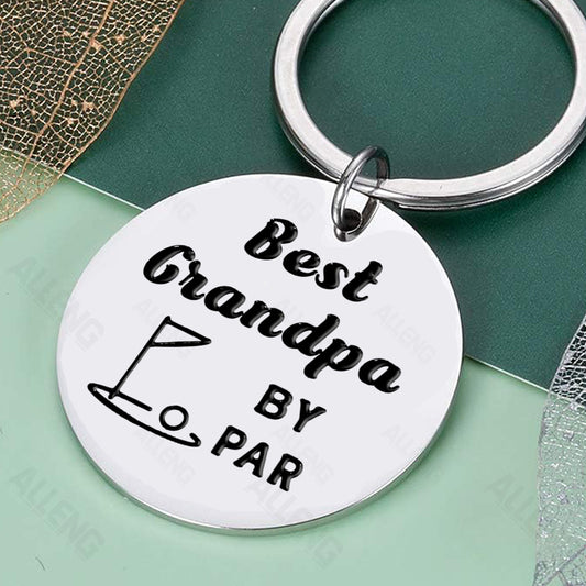 4pc Stainless Steel “Best Grandpa” Keychain Set with Golf Ball Marker Design – Perfect Gift for Grandfather from Grandkids