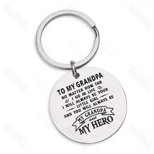 ALLENG Stainless Steel 4pcs Keychain Set with “To My Grandpa” Engraving – Heartfelt Gift Set for Grandpa from Granddaughter