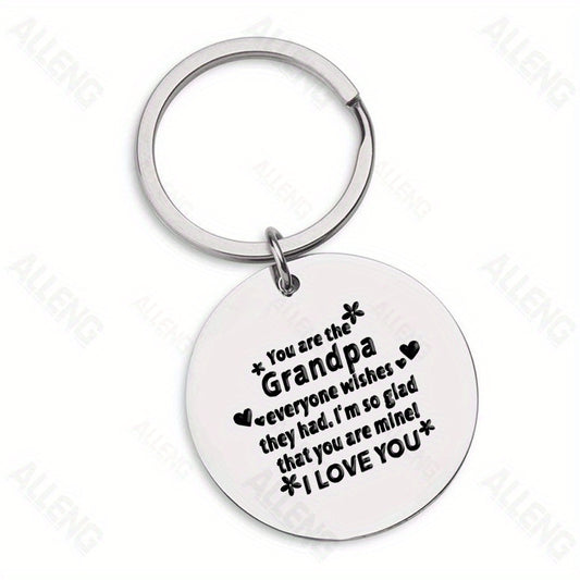 2pc ALLENG Stainless Steel Grandpa Keychain Set – Thoughtful Appreciation Gifts for Grandpa from Granddaughter