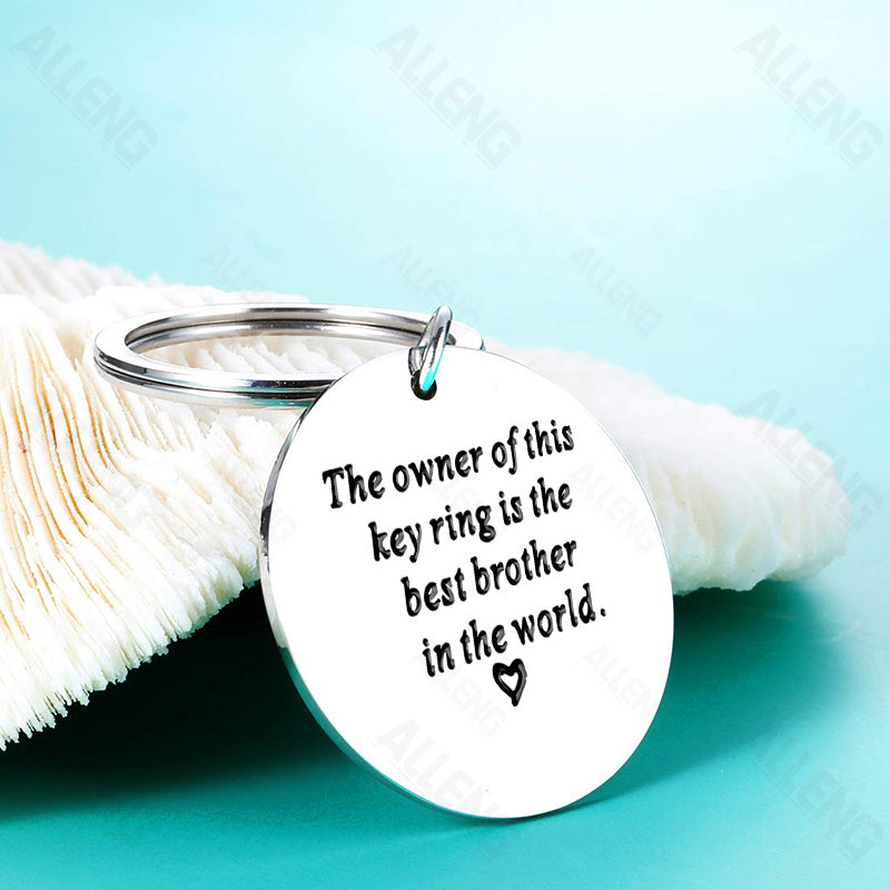 3-Pack Stainless Steel Keychains - “The Key Ring Owner is the Best Brother in the World” - Perfect Gifts for Brothers from Sister for Birthdays, Graduations, or Christmas