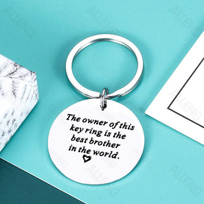 3-Pack Stainless Steel Keychains - “The Key Ring Owner is the Best Brother in the World” - Perfect Gifts for Brothers from Sister for Birthdays, Graduations, or Christmas