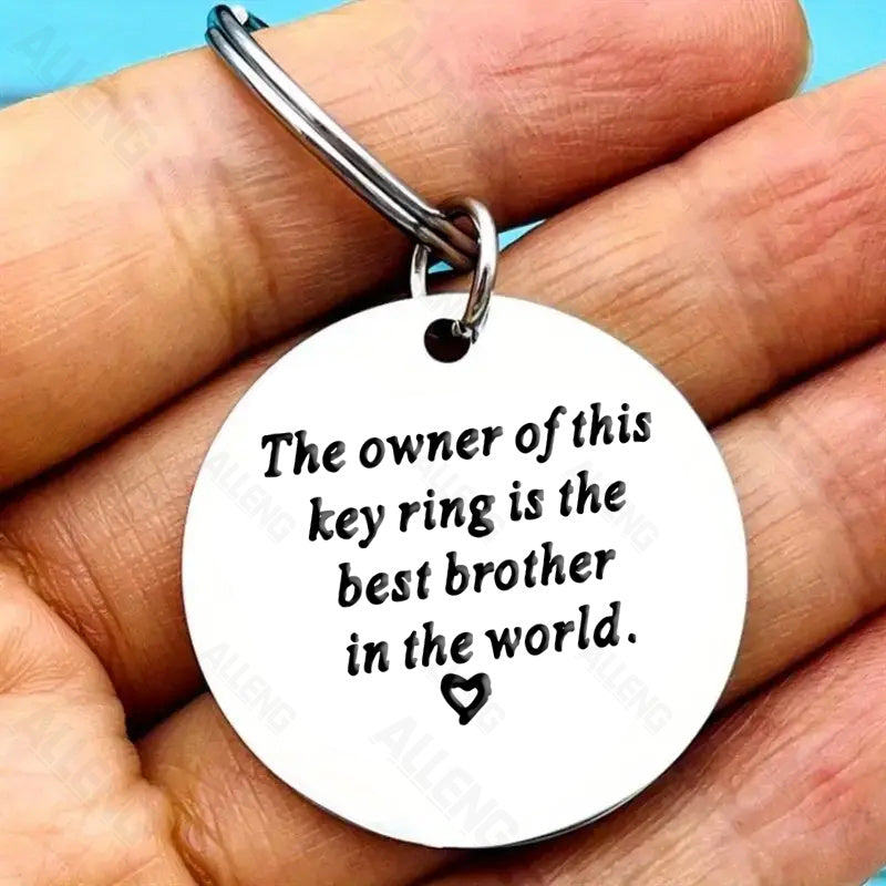 3-Pack Stainless Steel Keychains - “The Key Ring Owner is the Best Brother in the World” - Perfect Gifts for Brothers from Sister for Birthdays, Graduations, or Christmas