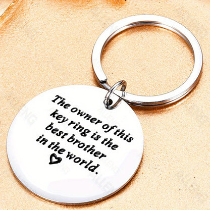 3-Pack Stainless Steel Keychains - “The Key Ring Owner is the Best Brother in the World” - Perfect Gifts for Brothers from Sister for Birthdays, Graduations, or Christmas