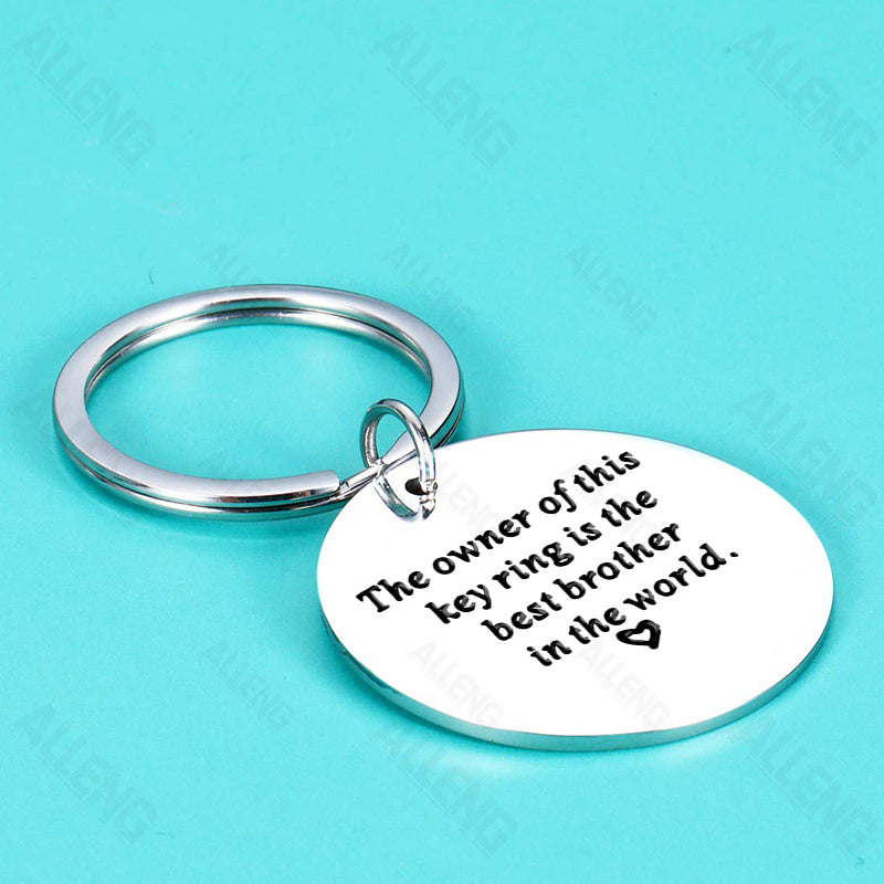 3-Pack Stainless Steel Keychains - “The Key Ring Owner is the Best Brother in the World” - Perfect Gifts for Brothers from Sister for Birthdays, Graduations, or Christmas