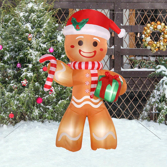 8ft Inflatable Gingerbread Man with 5 Built-in Lights - Christmas Yard Decoration