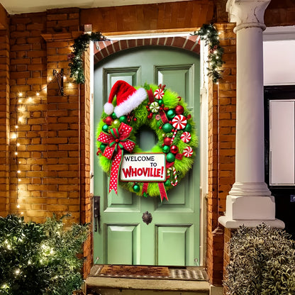 "Welcome to Whoville" Christmas Door Wreath - Festive Holiday Decoration for Home & Party Supplies