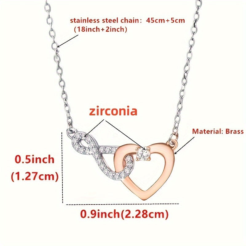 Heartfelt Sister Love Necklace - Two-Tone Copper Chain with Zirconia Inlay, A Touching Gift for Sisters on Birthdays & Holidays