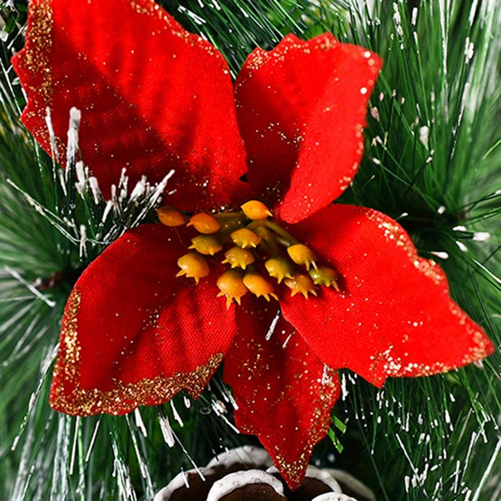 11.81-Inch Simulation Christmas Wreath with Red Flowers - Festive Front Door & Holiday Party Décor