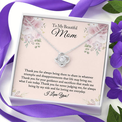 To my Beautiful Mom: Rhinestone Necklace, Mom Birthday Gift From Daughter/Son, Mother's Day Gifts, Christmas Gifts