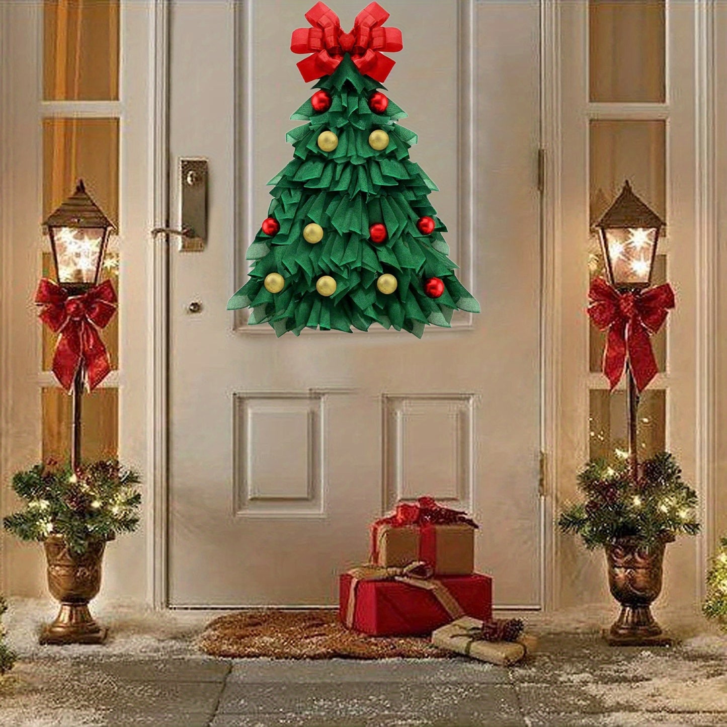 24-Inch Handmade Christmas Wreath - Large Holiday Ornament for Front Door, Window, Wall, Indoor/Outdoor