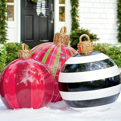 24-Inch PVC Inflatable Christmas Ball - Festive Outdoor Party Decoration