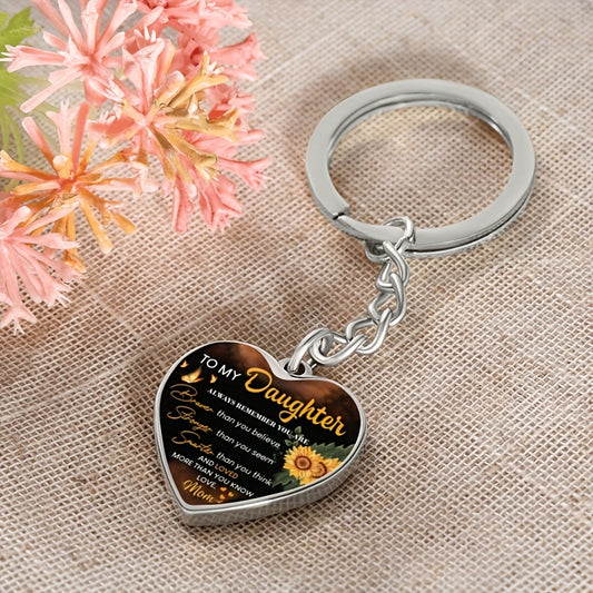 To my Daughter from Mom: Inspirational Gift Keychain From Mom Alloy Key Chain Ring Birthday Graduation Back To School Daughter Daily Use Gift