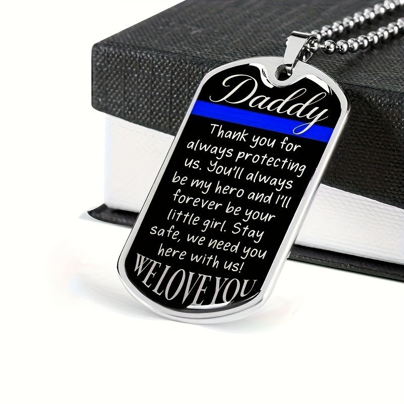 To my Daddy: Stainless Steel Pendant Dog Tag Necklace, Thanksgiving Anniversary, Party, Birthday, Father's Day Gift For Men, Dad